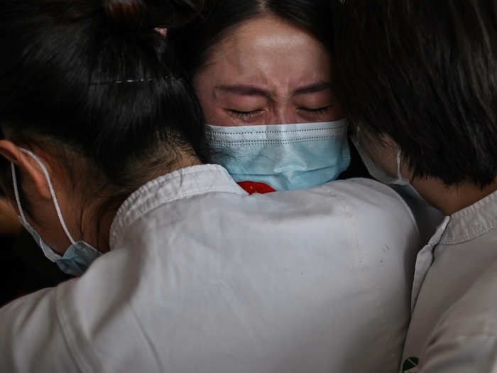 Meanwhile, health workers who traveled from around the country to Wuhan to help with the outbreak got to return home, with some farewells proving to be very emotional.