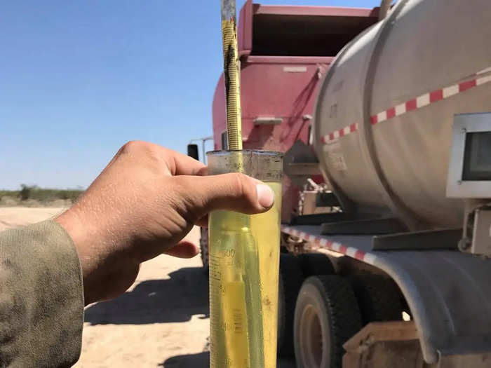 Other crude is yellowish, like this one from West Texas...