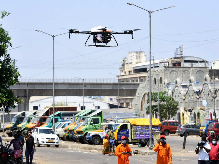 Drones for deliveries, monitoring and sanitisation