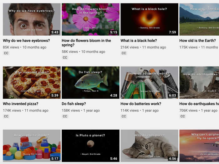 There are a number of educational YouTube channels that feature quick, fun videos answering kids