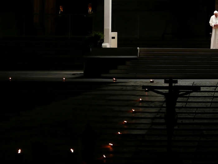 There was no public participation allowed as Pope Francis led his Way of the Cross procession on Good Friday at the Vatican.