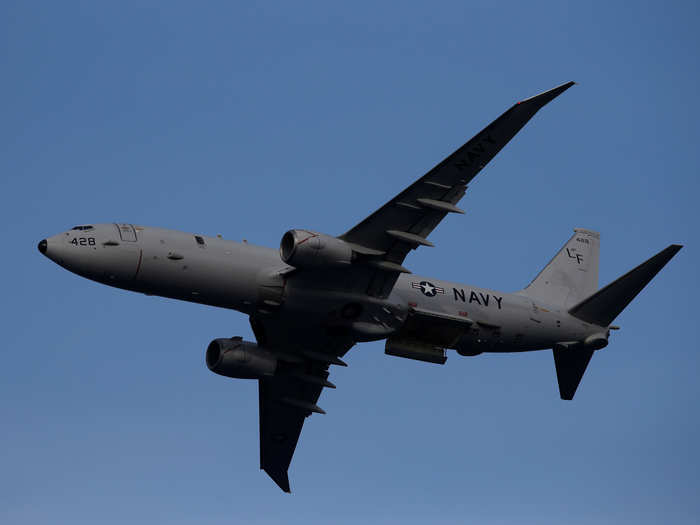 Unlike its counterparts, the P-8 features longer wings with raked winglets capable of carrying wing-mounted torpedos.