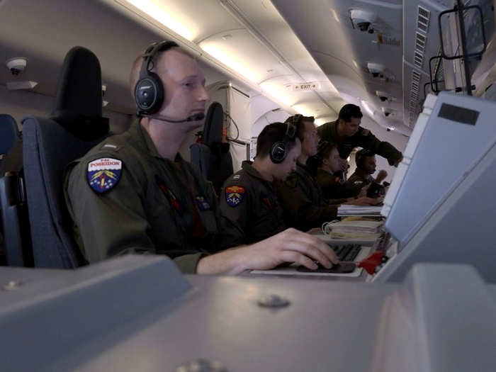 Instead of rows of passenger seats in the back, the P-8 features monitors and screens for the flight crew to engage in surveillance, intelligence gathering, or search and rescue, depending on the mission.