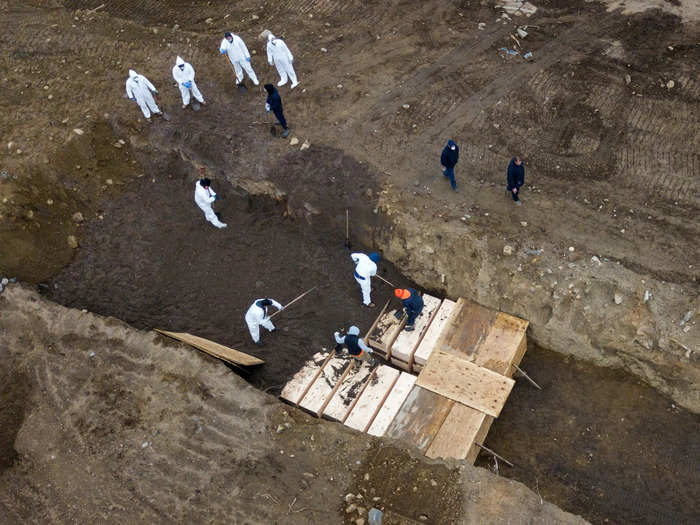 "The pictures of our fellow New Yorkers being buried on Hart Island are devastating for all of us," NYC mayor Bill de Blasio tweeted on Friday.