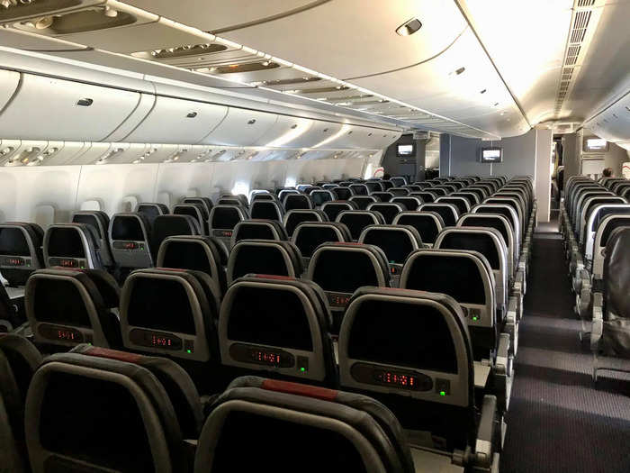 Only 10 passengers took the near-3-hour journey from New York to Miami on this Boeing 777-200 capable of seating around 275.