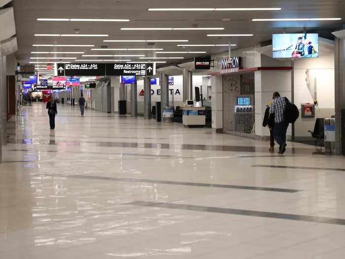 With passenger terminals empty, the airport has lent Delta its runways and taxiways to store excess aircraft to ride out the crisis.