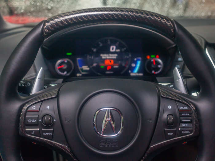 Some nice, long, elegant paddles for operating the nine-speed dual clutch. The NSX is impressively easy to operate in both automatic and manual mode — and if you