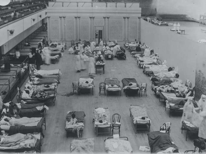 City buildings and venues across the US were converted into hospitals and treatment sites, like Oakland