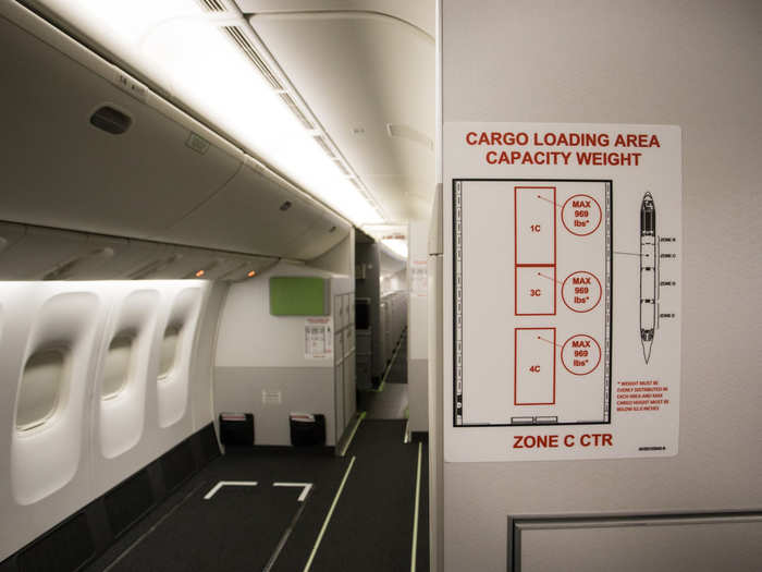 Each aircraft with have four cargo zones with the business class cabins remaining untouched with seats left intact. The maximum weight of each zone varies but hovers around 3,000 pounds.