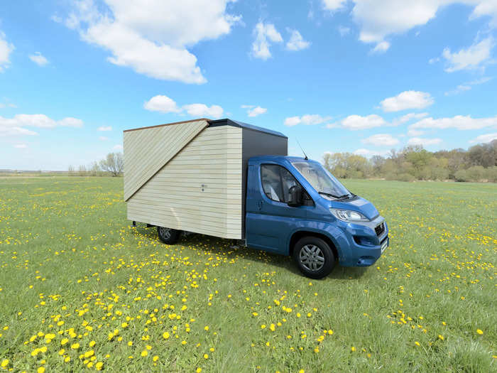 There is also an inverter, a water heater, and 45-liter fresh and wastewater tanks aboard the camper.