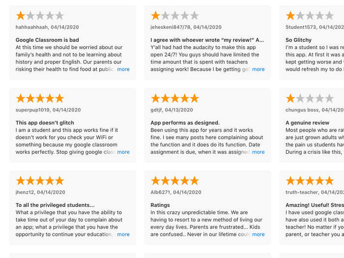 Some reviews seem to point out genuine issues with the app, but others are simply using it to complain about online school in general.