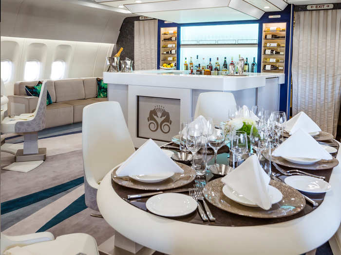 Passengers can also choose to take their meals in the social lounge that can be converted into a luxurious dining area...