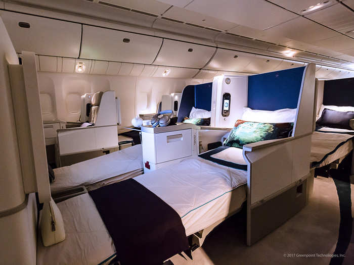 The premium cabin seats also offer 180 degrees of recline for a fully lie-flat bed, ideal for the long-haul flights that the VIP Triple-Seven is capable of.