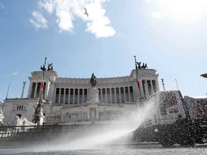 The Altare della Patria in Piazza Venezia in Rome, Italy, is a popular spot for tourist selfies as it features stunning views of the city.