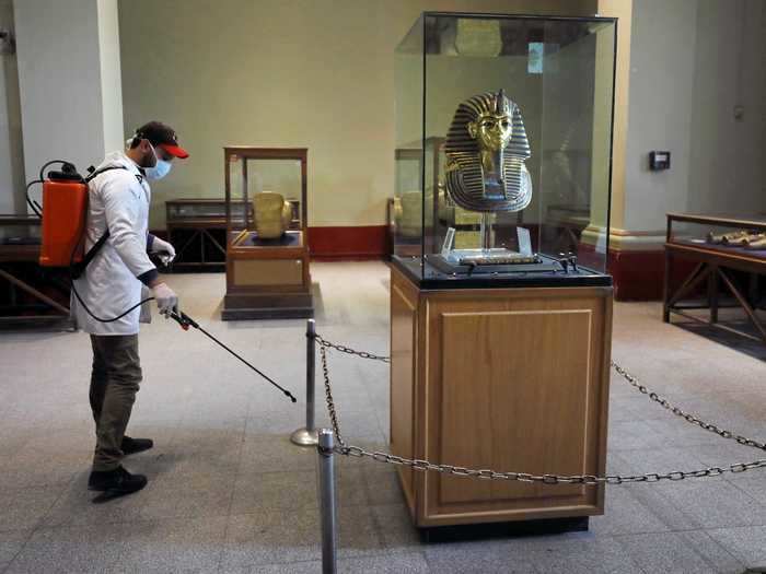 The 2020 opening of the Egyptian Museum in Cairo, Egypt, which houses items such as the golden mask of King Tutankhamun (pictured), was pushed to 2021 due to the pandemic, according to The Art Newspaper.