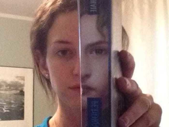 A girl found her long-lost twin on the spine of a book she was reading.