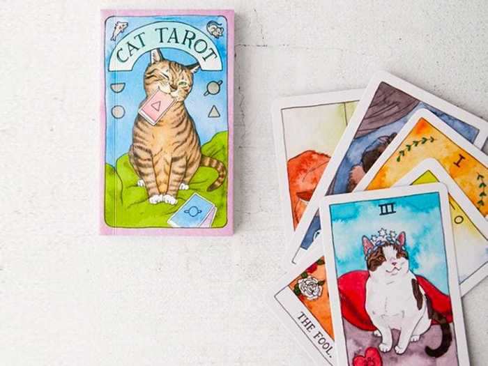 A deck of tarot cards, cat edition