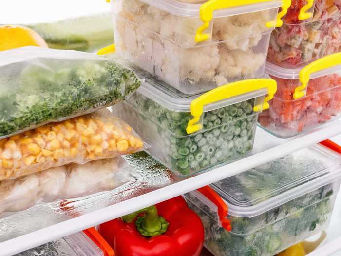 Group your frozen food together in your freezer.