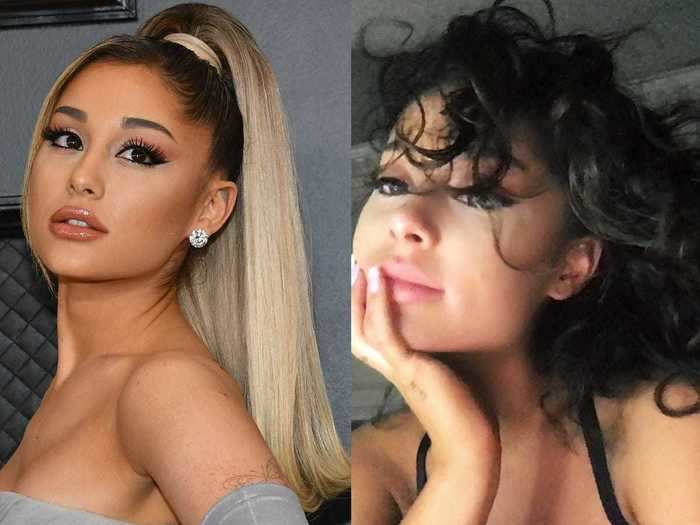 You might be used to seeing Ariana Grande with a high ponytail, but she actually has naturally curly hair.