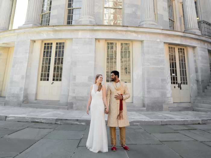 The couple had a blast taking pictures together.