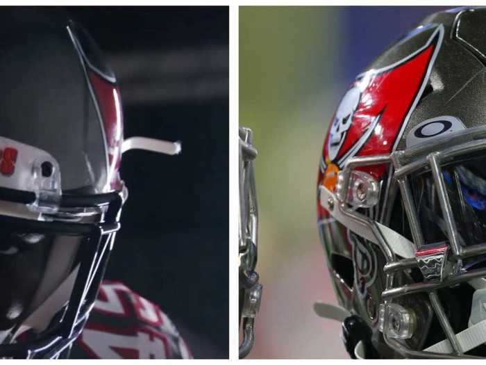 Here is a look at the new helmet. The logo is unchanged, but it is a little smaller. They also now have a black facemask.