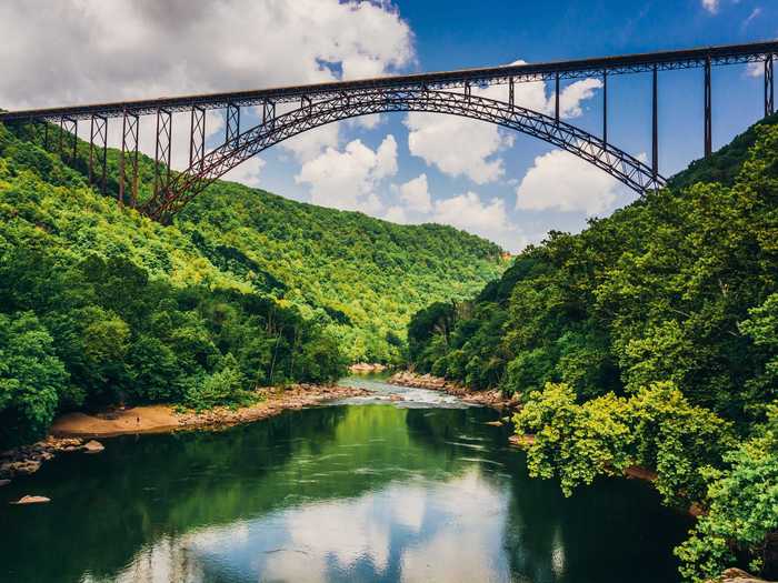 The New River Gorge Bridge in West Virginia is nestled in a particularly stunning landscape.