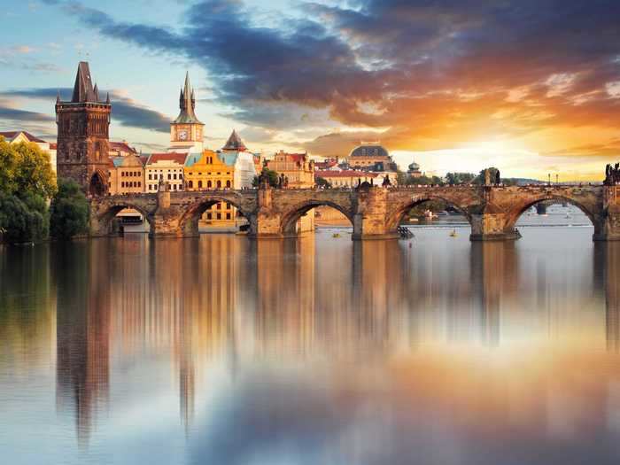 The pedestrian-only Charles Bridge in Prague has been around since the 15th century.