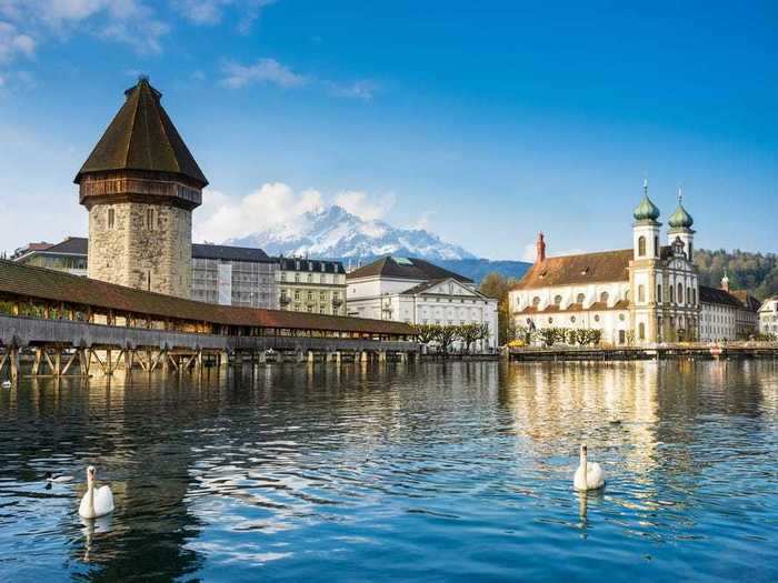 The Kapellbrücke, which translates to Chapel Bridge, is one of Switzerland