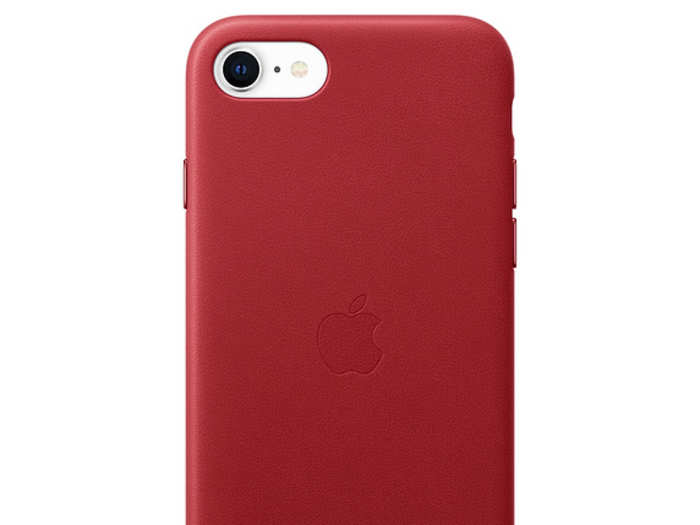 Leather cases for the SE come in black, red, and blue.