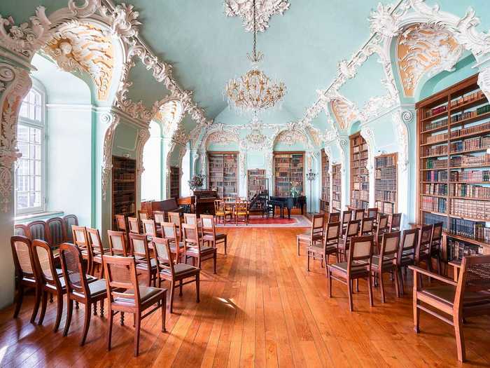 The second space they recreated using 3D imaging was this stunning Rococo library.