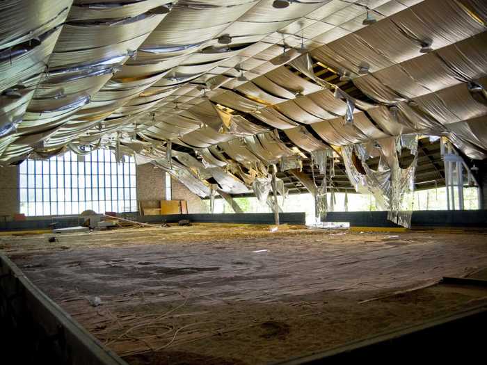 The ice skating rink at the Pines Hotel has seen better days.