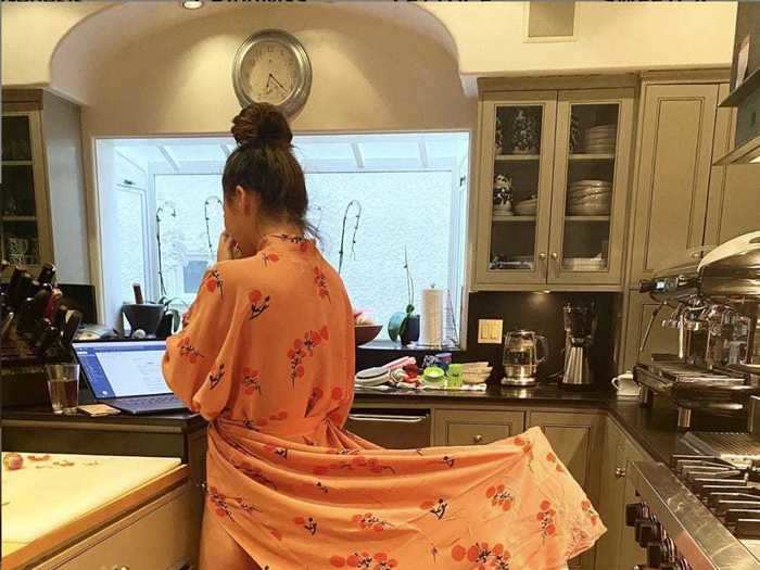 Chrissy Teigen gave a glimpse of her kitchen.