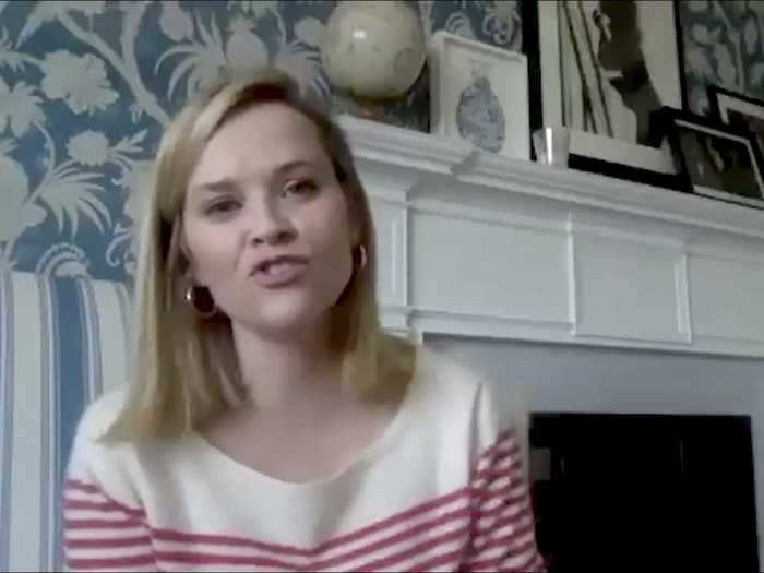 Reese Witherspoon filmed a segment called "Shine On With Reese at Home" from her living room.