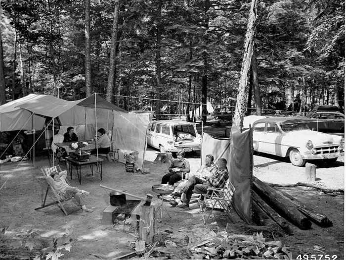 Camping was often the best and most affordable option while driving across the country.