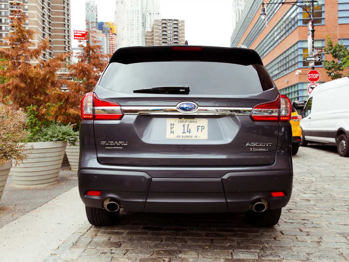 In the back, the Ascent features dual exhausts and a power liftgate. We were fans of the sculpted tail lights.