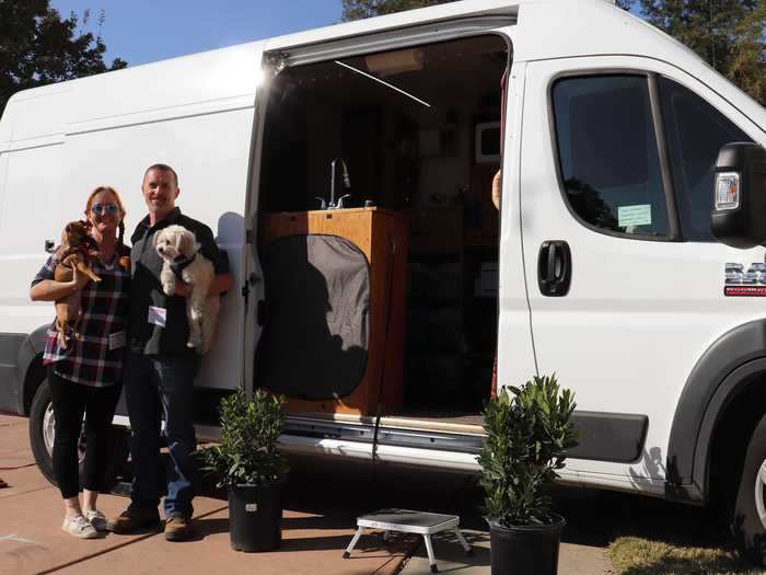 Beka and Nathan Watson live in a 72-square-foot van in California, and they, too, had to find a new place to shower when their gym closed.
