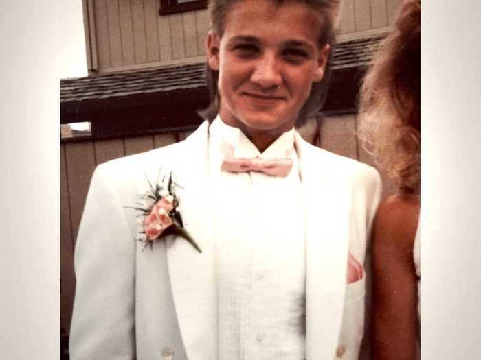 "Avengers" star Jeremy Renner rocked a mullet and white tuxedo.