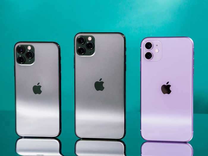 Here are the iPhone 11 Pro, iPhone 11 Pro Max, and iPhone 11 compared.