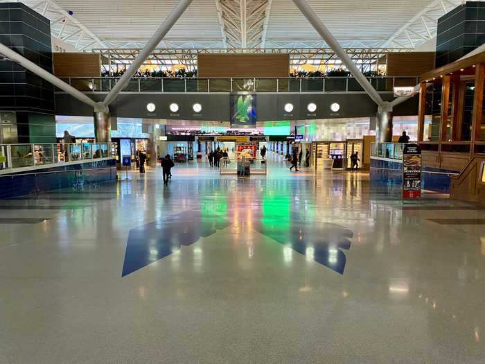 Terminal 8 was almost empty. It was morning, and the terminal usually gets busier in the afternoon and evening, but it was still noticeably quieter than normal.