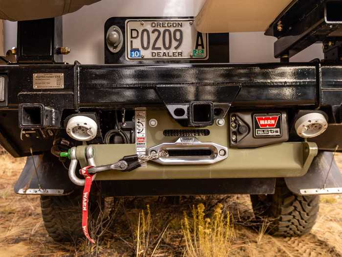 EarthCruiser also installed features — such as a heavyweight winch — to aid in pulling the vehicle if it gets stuck while out on the road.