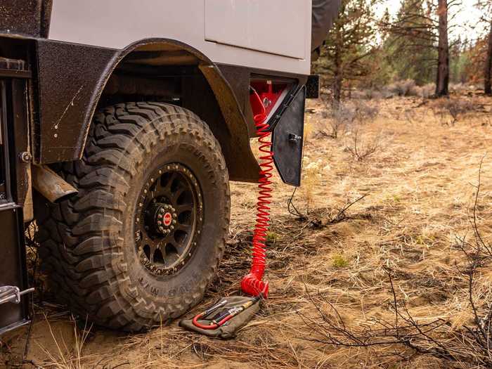 For outdoor leisure time, the EarthCruiser has an awning that can be electronically pulled out from the roof. There are also exterior and interior LED lights to brighten the tiny home inside out.