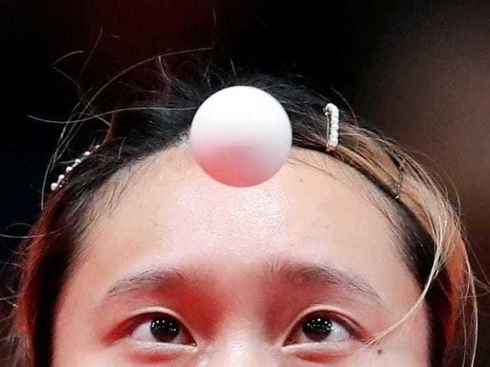 This perfectly placed ping pong ball was caught on camera mid-play at the 2018 Asian Games in Indonesia.