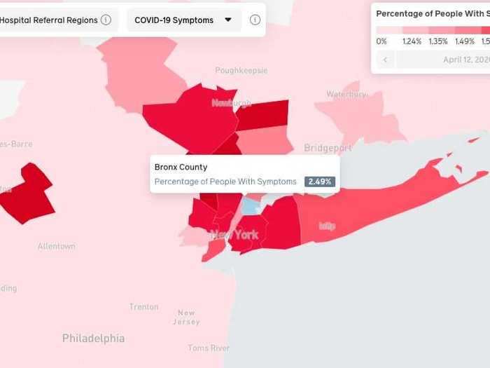 The interactive map lets you zoom in to view granular data at a county level.