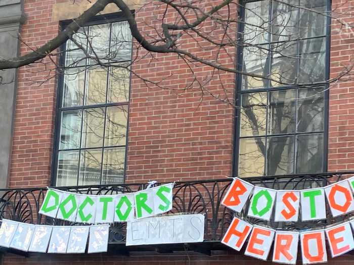 One historic home in Beacon Hill displayed signs of support for Boston