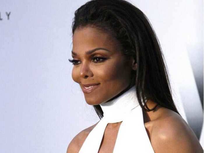 Janet Jackson wears her hair straight as a pin today.