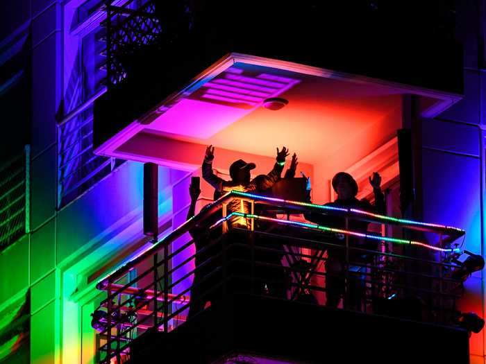 Balconies have been transformed into upbeat night clubs.