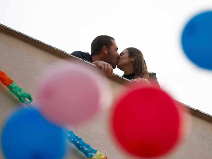 A couple got engaged from their balcony in Ronda, Spain.
