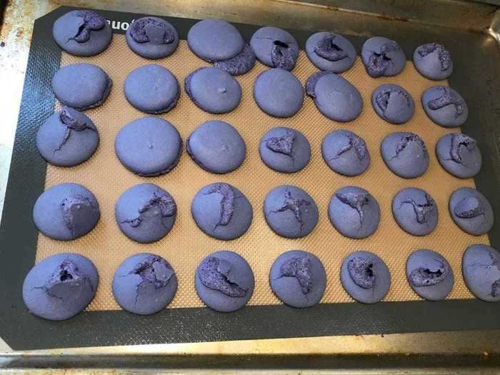 French macarons are meant to grow "feet" on the bottom. But these exploded on top instead.