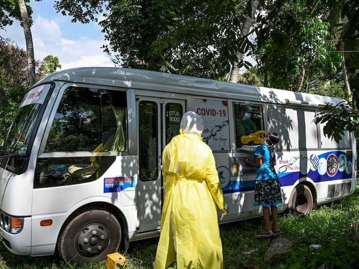 Health workers in Sri Lanka have also transformed buses into mobile clinics, driving from town to town to test people.