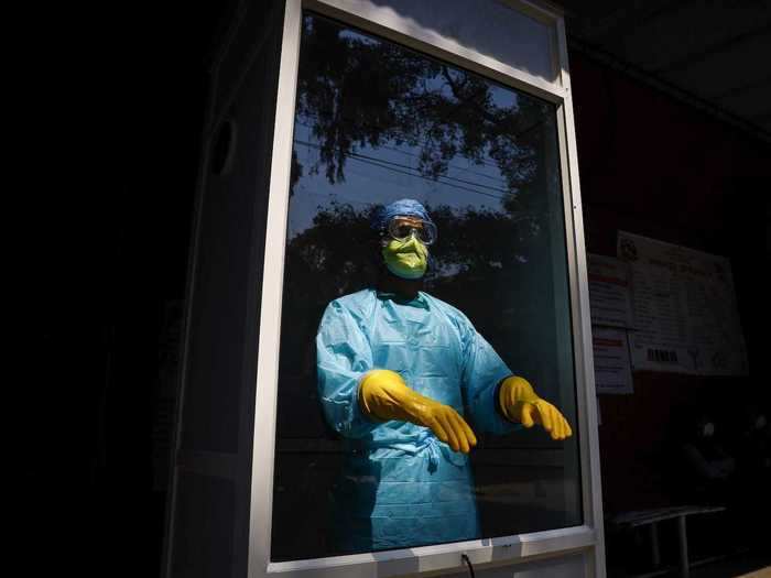 Nepal has also set up coronavirus test kiosks with glass panes in front of some hospitals across the country.